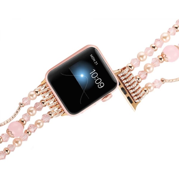 AVEKI-band kompatibelt med Apple Watch 42 mm 44 mm, Elastiskt handgjort pärlarmband för kvinnor för flickor för 42 mm-serien SE 6 5 4 3 2 1 ,Rosa