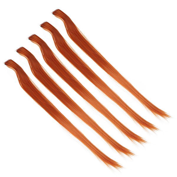 5 kpl Clip-in hiuslisäkkeet Värillinen Suora Hiusten Pidennykset Clip-in Hiusten Pidennykset Juhliin Cosplay Orange