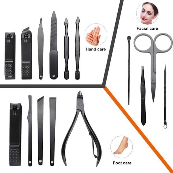 15 st rostfria nagelklippare manikyrverktyg nagelklippare trimmer set med fodral gul