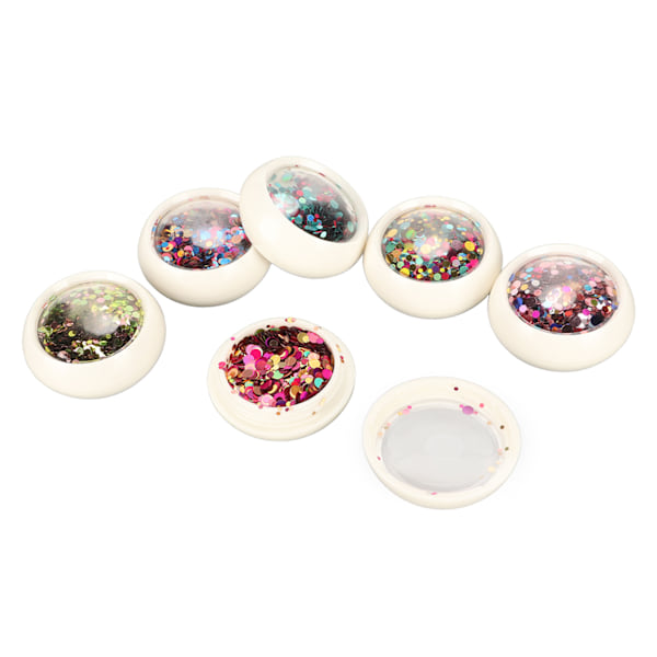 6 lådor nagelkonst glitter paljetter färgglada runda nagelglitter paljetter för DIY nagelkonst dekoration