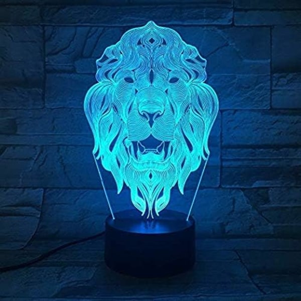 3D Tiger Lion Nattlampa Djurlampa Illusion 7 Färgförändrande Touch Switch Skrivbordsdekoration Lampor Present med Akryl Platt ABS Bas USB-kabel Leksak