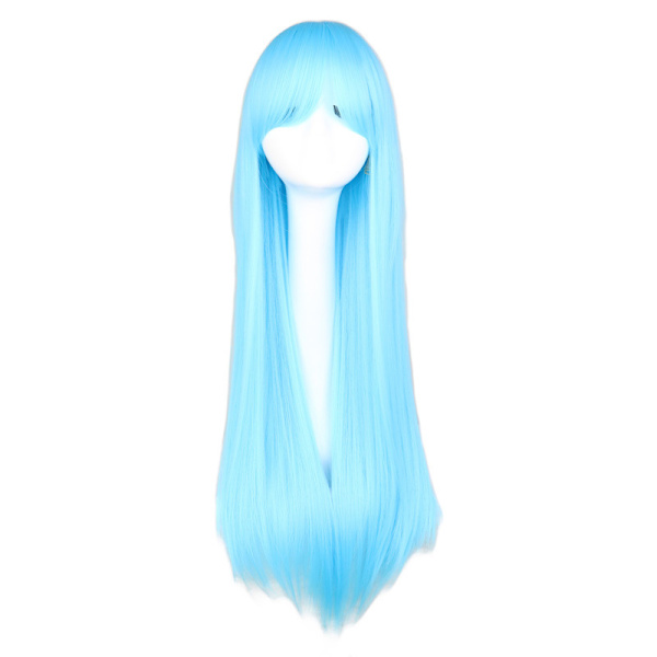 Wekity 80cm Vacker Charmig Cosplay Rak Hår Peruk, Blå