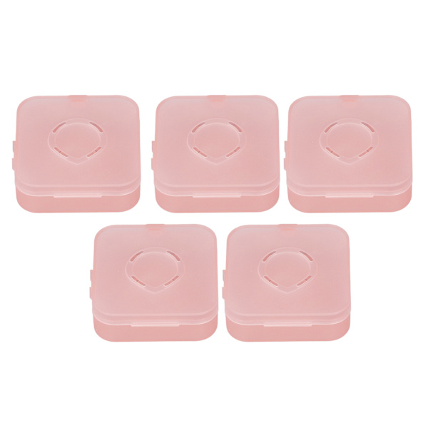 5 stk. Transparent Pink Makeup Puff Opbevaringsboks Bærbar Støvfri Åndbar Pudder Puff Beholder Holder