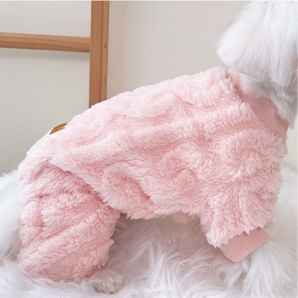 Plys Hund Pyjamas til Koldt Vejr 4 Ben Klæder Hund Kat Stræk Hvalp Killing Onesie med Knapper Varm Blød Kæledyr Jumpsuit Vinterfrakke (Størrelse M)
