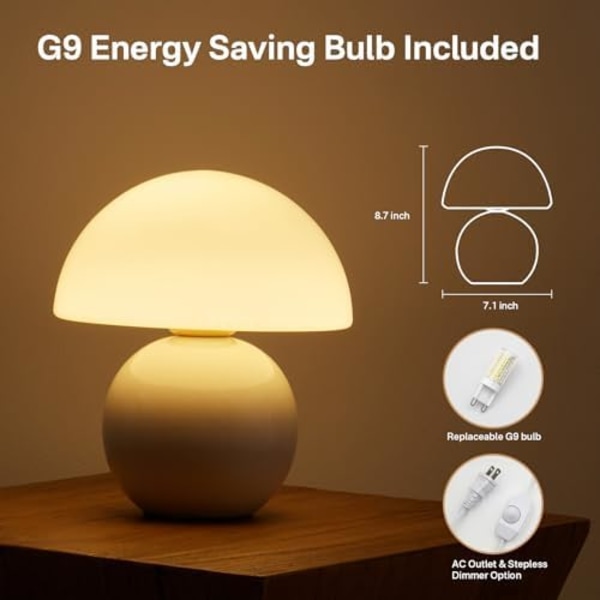 Sopplampe Liten Lampe, Bord Nattbordslampe for Soverom, Søt Mini Moderne Lampe Dimbar, Unik Estetisk Hjemmeinnredning for