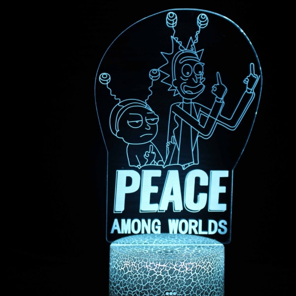 Tecknad Rick And Morty 3D Bordslampa RGB Changeable Mood Lamp 16 färger Ljusmönster Cool Nattljus Barnpresent