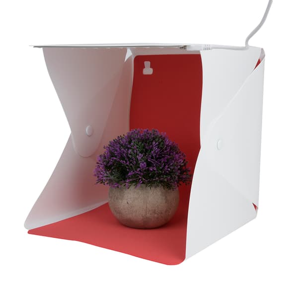 Sammenfoldelig Fotografi Mini Studio Boks Dobbelt LED Lystelt Sæt med 6 Farve Baggrunde 24*24cm