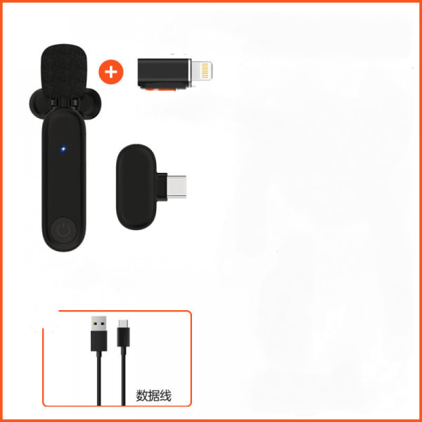 Trådløse mikrofoner, trådløse klipsmikrofoner, reversmikrofon  Ett par to, for Android-telefon, iPhone, bærbar PC, videoopptak