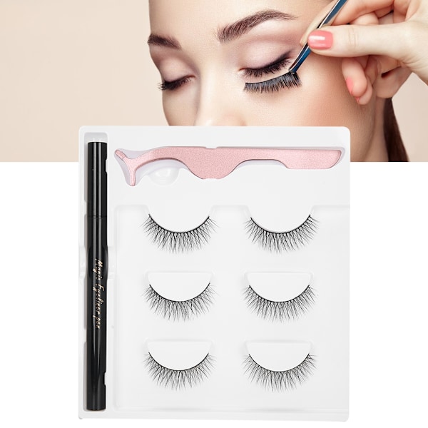 Itseliimautuva Eyeliner - Vesipohjainen Eyeliner - Tekokarvat - Pinsetit - Meikkityökalusarja (E57 Musta Laatikko)