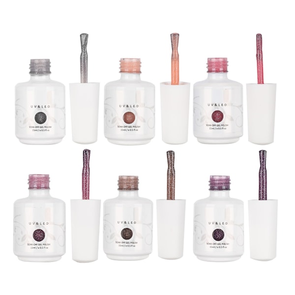 6 stk. neglekunst natlys UV-gel polish langtidsholdbar soak off gelmanicure værktøj type A