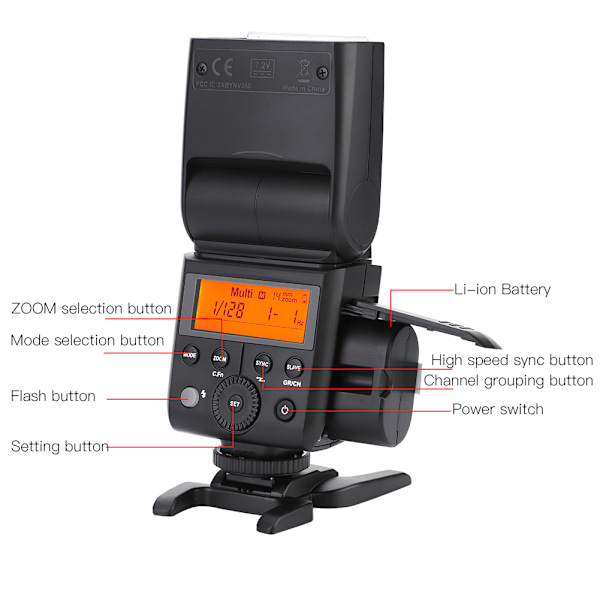 Godox V350 TTL HSS Speedlite Flash med Li-ion-batteri för Olympus AC100-240V (O)