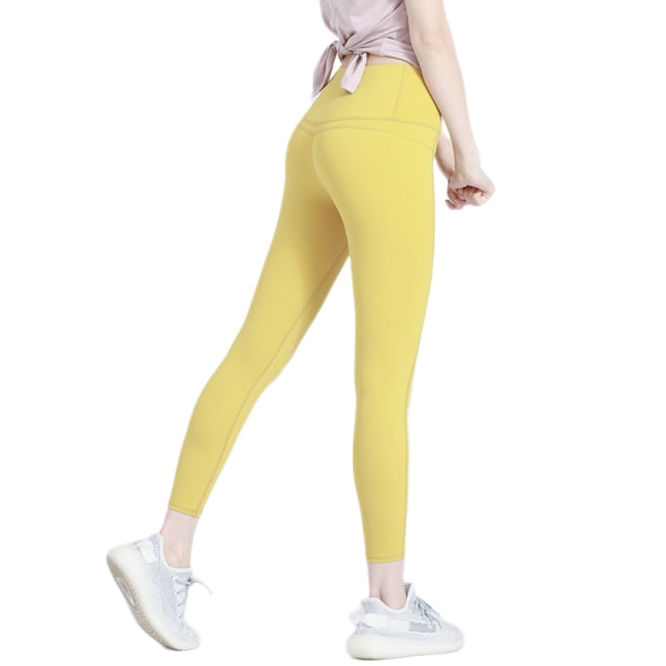 Stretch Leggings med hög midja i höftlyft - Biker Shorts, Capri, Hellängd Sport Löp Yoga Byxor för kvinnor (gurkmeja) XL Stl.