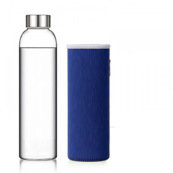 Karaff 420 ml med hylsa och lock i rostfritt stål - läckagesäker cap, återanvändbar, perfekt för resor och förvaring Drycker Juice, blå