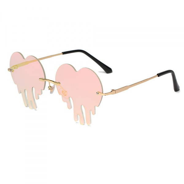 Dryppende hjerte solbriller til kvinder Rimless smeltende hjerteformede solbriller linse trendy festbriller