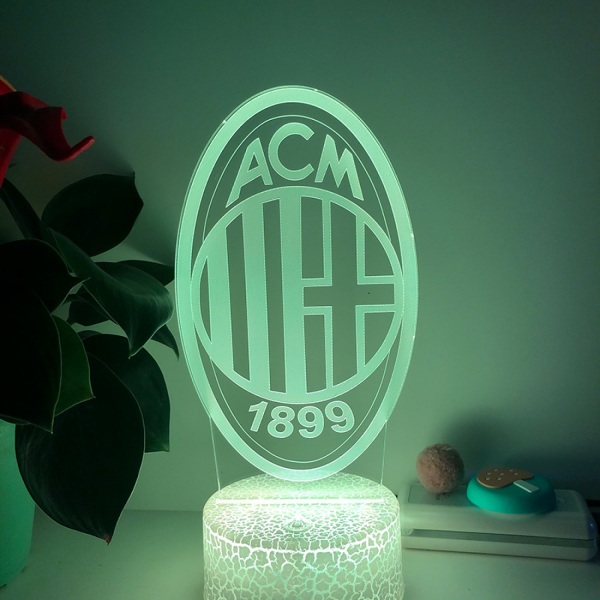 Qinwei 3D LED Illusion Lampa Milan Team 16 färger Fjärrkontroll Akryl Nattlampor Dekorativa lampor för barns sovrum --- Crack Seat