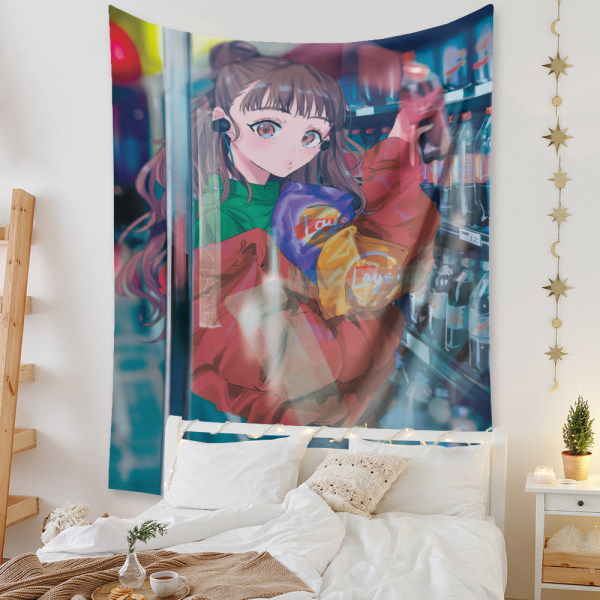 Wekity Anime Gobelin Æstetisk Kunst Hjem Baggrund Stof Dekoration Gave Boho Gobelin til Stue Soveværelse Dekoration (614-26, 51 X 59 tommer )