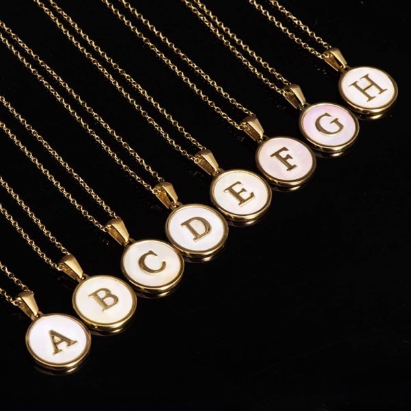 18K guldpläterad första bokstavshalsband i rostfritt stål för kvinnor, läckra 26 alfabetet A till Ö Hängsmycke Halsband Tonårstjejer Presenter