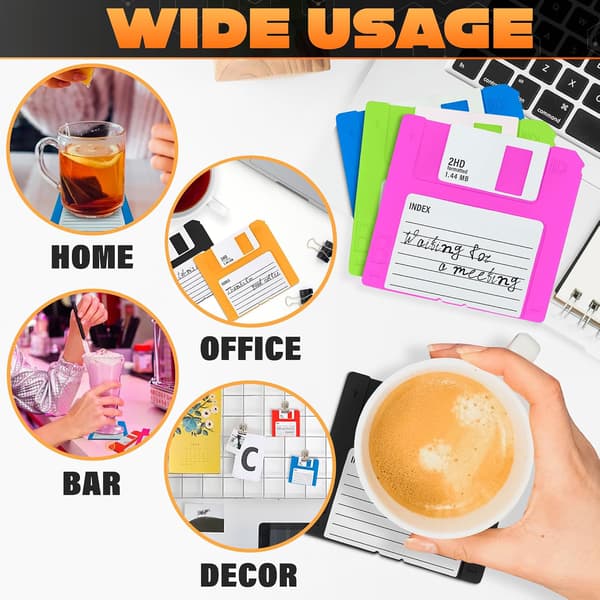 Floppy Disk-Underlag til Kaffebord - Silikone Underlagssæt med 6 stk. Kaffebar Underlag til Drikkevarer Søde Skrivebordstilbehør N