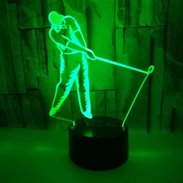 Qinwei Golf Natlampe LED 3D Illusion Bordlampe med Fjernbetjening 16-Farvet Skiftende Natlampe til Soveværelse Dekoration Fødselsdag Julegaver（S