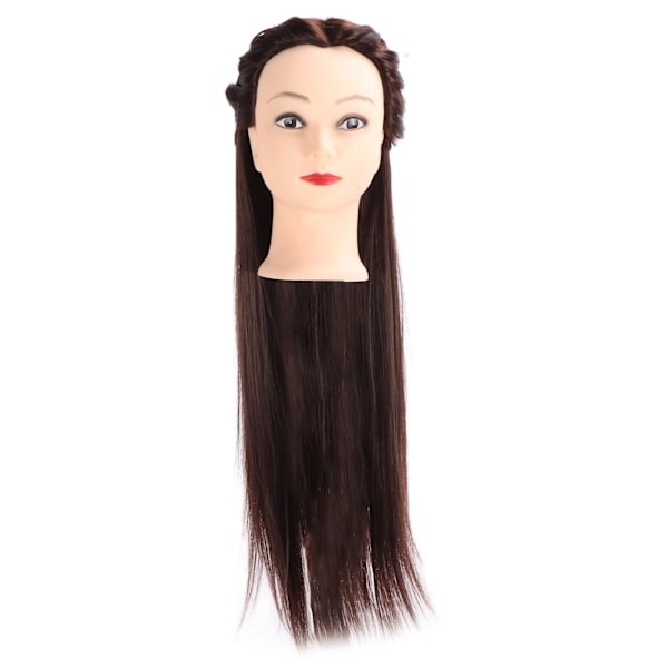 Hair Mannequin Head Dark Brown Hair Braiding Practice Hairdressing Mannequin Head (with Makeup)