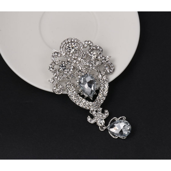 Silver/guldpläterad kristall Rhinestone Brosch Pin Set för DIY bröllop bukett Kit
