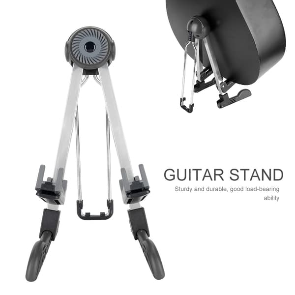 Hopfällbart A-format gitarrställ instrumentställ för elgitarr bas bärbar (svart)