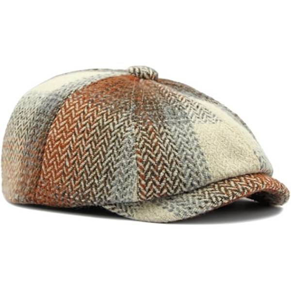 Mænds Klassisk Newsboy Flat Cap Gatsby Ivy Cabbie Hat, khaki
