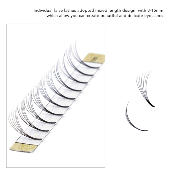 0,07 mm Tykkelse 8‑15 mm Længde Falske Individuelle Vippehår Krøllet Fluffy 6D Falske Vippeextensions C 50 Grader