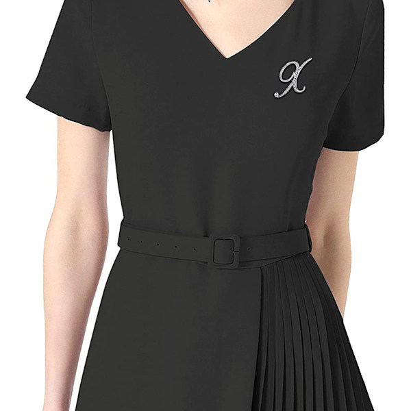 A-Z Initialer Brosche til kvinder, sølvbelagt metal rhinestone klar AAA+ krystal reversnål broche（1 stk）