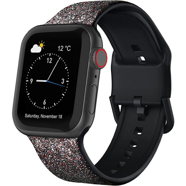 Apple watch mjuk silikon Sportarmbandsbyte, lämplig för hela serien av Iwatch (Shine Red Black 42/44/45mm)