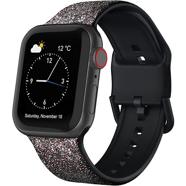 Apple Watch-rem i myk silikon, sportsarmbånd, erstatningsrem, egnet for hele Iwatch-serien (Shine Red Black 42/44/45mm)