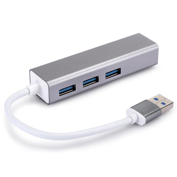 Trådbundet nätverkskort av aluminiumlegering 100M USB + 3.0 Hub Adapter USB till Rj45