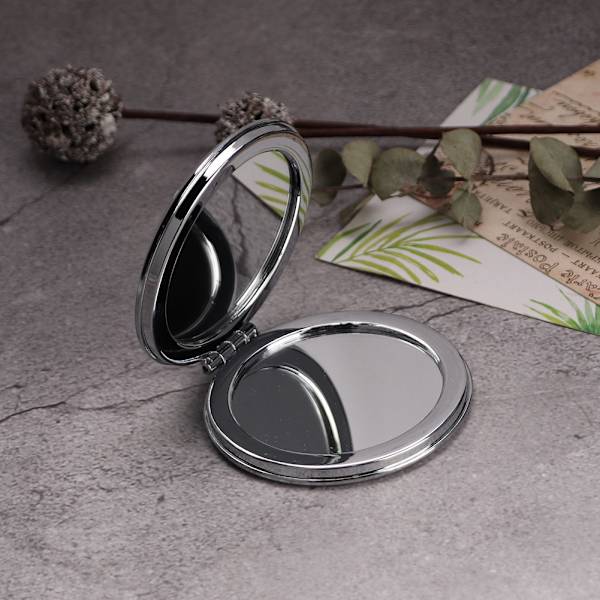 Retro Style Mini Makeup Spejl Kvinder Bærbare Runde Dobbeltsidet Foldbar Lommespejl