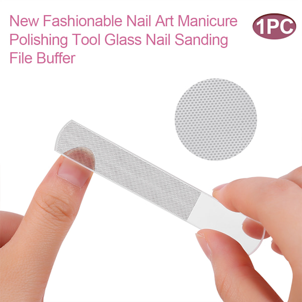 1 stk. Ny Fashionabel Neglekunst Manicure Polering Værktøj Glas Negle Sanding Fil Buffer