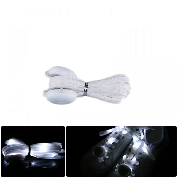 1 par LED-ljusskosnören Lysande blinkande glödande skosnören med 3 ljuslägen för nattsport (Vit)