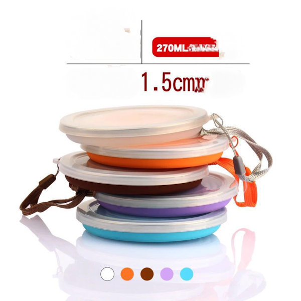 Hopfällbar resesilikonmugg - Hopfällbar silikoncampingmugg med lock - Expanderbar dricksmuggset - Bärbar, graderad [9,22oz] (Transparent)