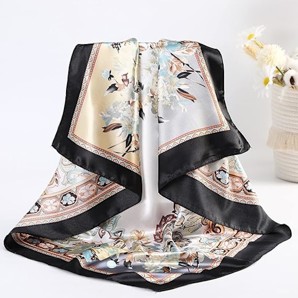35” Stora Kvadratiska Huvudscarfs i Satin - 4-pack Sidenliknande Halsduk Hårsömn Wraps Satin Siden Scarfs för Kvinnor,C