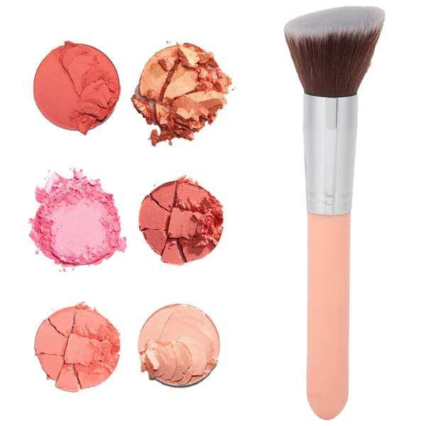 Fanformet makeupbørste blød nylonhår løs pudder blush foundation highlight børste
