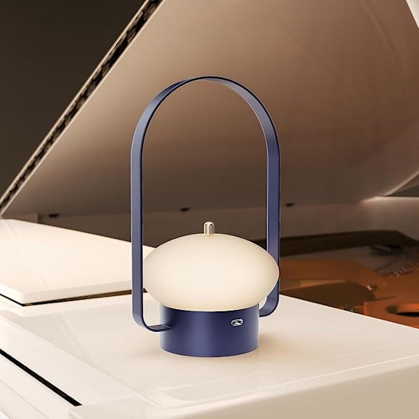 Trådløs Lantern Bordlampe LED, Bærbar Camping Lanternelykt Dimbar, Berøringslampe Oppladbar for Soverom, Utendørs, 3 Fargetemperaturer blue