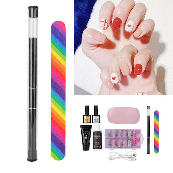 Nagelkonstverktyg Set Nagel torklampa Förlängningslim Byggare Manikyr Förlängning Transparent
