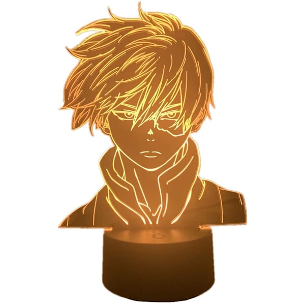 Manga My Hero Academia Shoto Todoroki Figur 3D-lampe LED nattlys berørings-/fjernkontroll for barn, gutter, soveromsdekorasjon, akryl