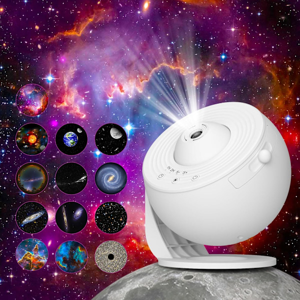 Galaxy Projektor, 13 i 1 HD Planetarium Galaxy Stjerneprojektor til Soveværelse, 360° Roterende Stjerneprojektor Galaxy Lys med Justerbar White
