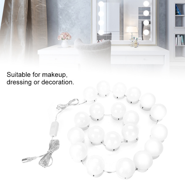20 stk LED speil lyslampe sminke sett for sminke dressing USB dimming pærer