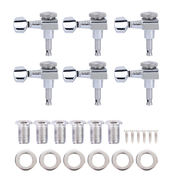 Guitar Tuning Key Pegs String Tuned Machine Head Full Sealed Locking Tuner (Sølv)
