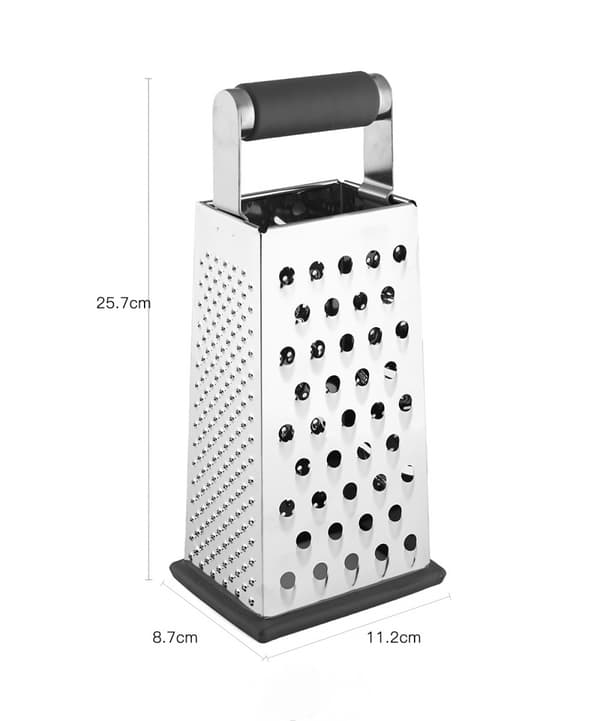 Profesjonell boksrivejern, 100 % rustfritt stål med 4 sider, best for parmesanost, grønnsaker, ingefær