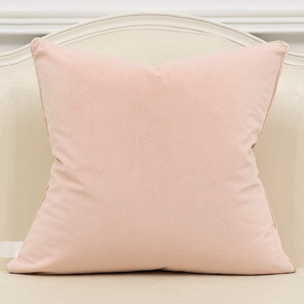 1 st vitguldsrandig sammetskuddfodral (rosa, 20 x 20 tum)