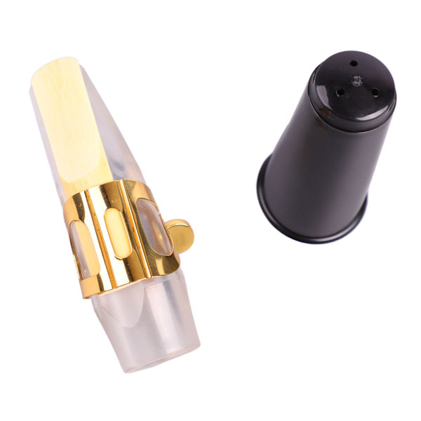 Alto Saxofon Mundstykke Kit Transparent Plast Guld Ligatur Sort Hætte E Flat Sax Instrument Tilbehør
