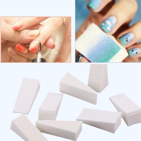Mjuka triangulära nagelsvampar, gradientfärg, stämpling, manikyr, nagelkonstverktyg