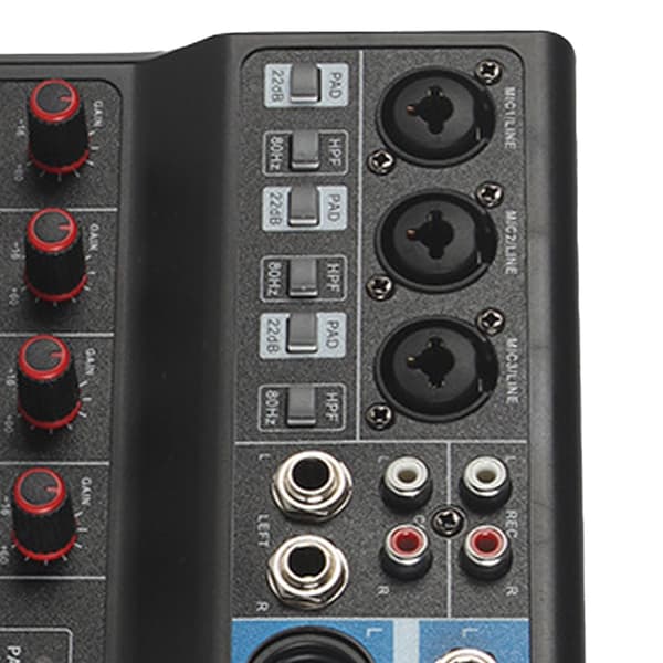 Lydmiksestasjon Liten 5-veis Live-opptak DJ Lydkortkonsoll Mikser USB Bluetooth Digital Effektor EU-plugg