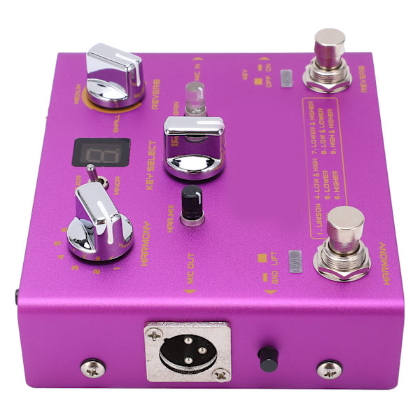 Vokaleffekter Justerbar 9 Reverb 12 Intervaller Maj Min Metall Effekt Pedal DC 9V 500mA